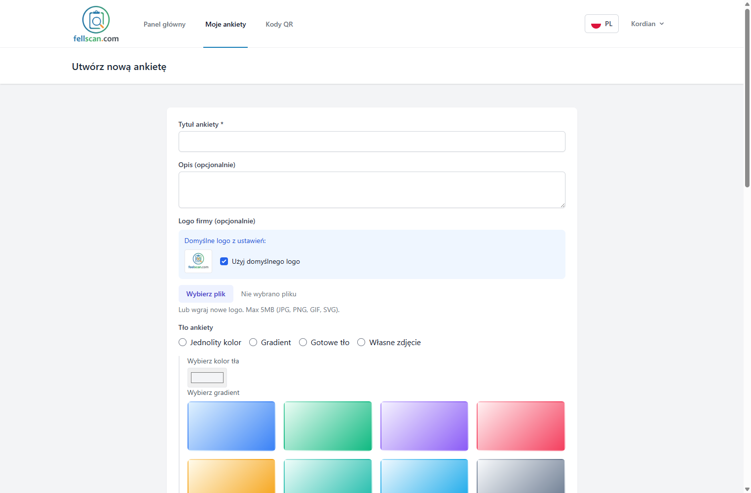 Dodawanie pytań do ankiety