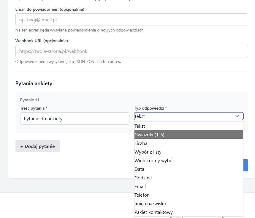 Screenshot: Kreator ankiet